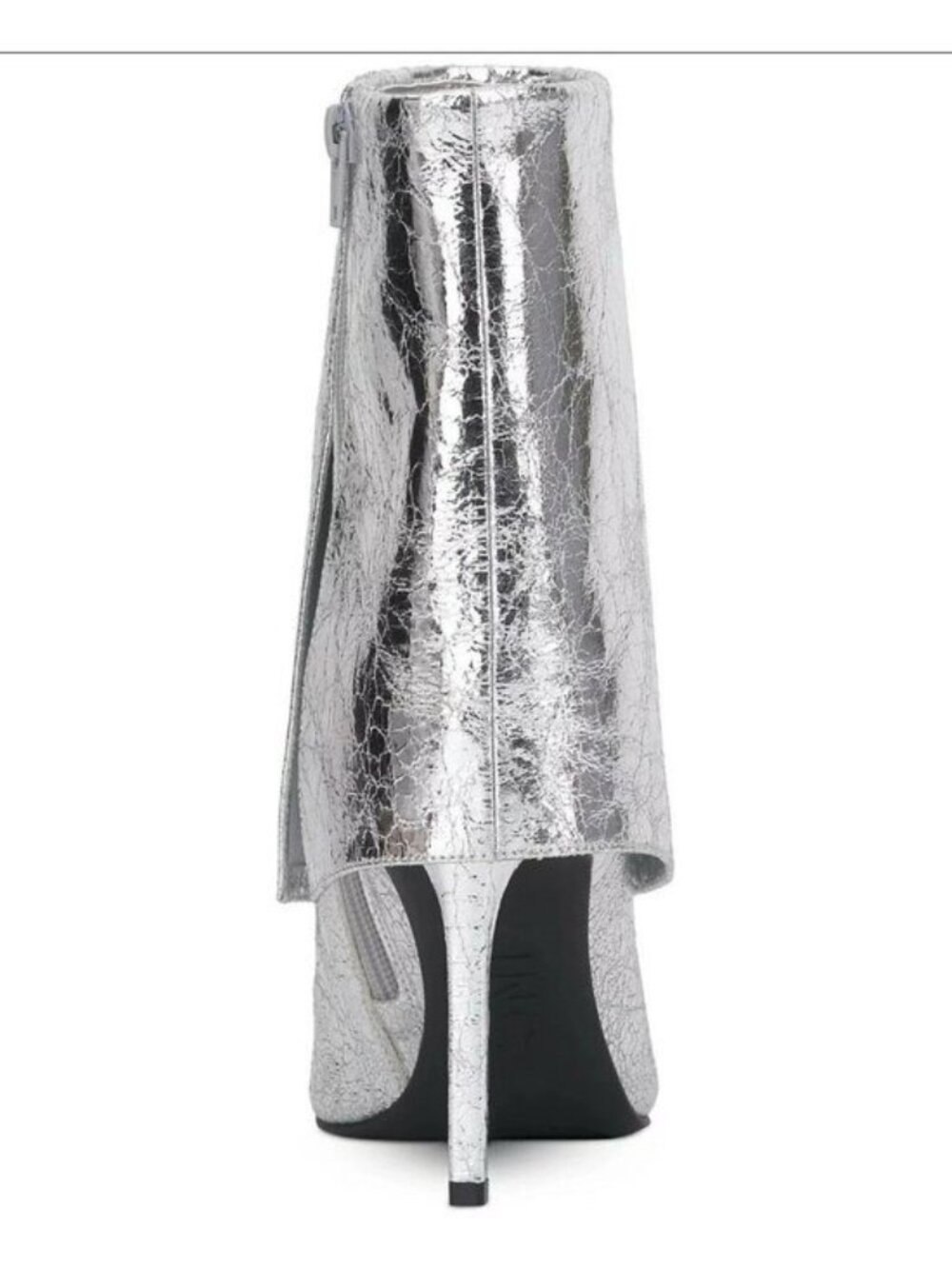 New INC Women’s Sabeel Bootie Silver Crinkle Leather Fold-Over Cuff 8.5M - Picture 4 of 5